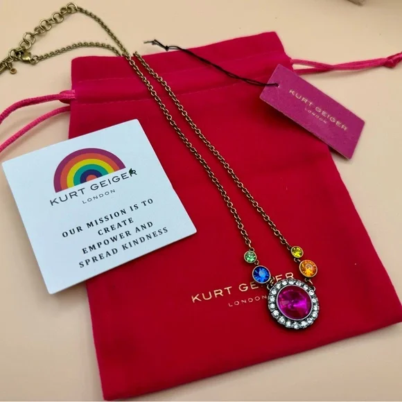 Kurt Geiger London Octavia Vintage Crystal with Frame Pendant Necklace - Picture 10 of 11